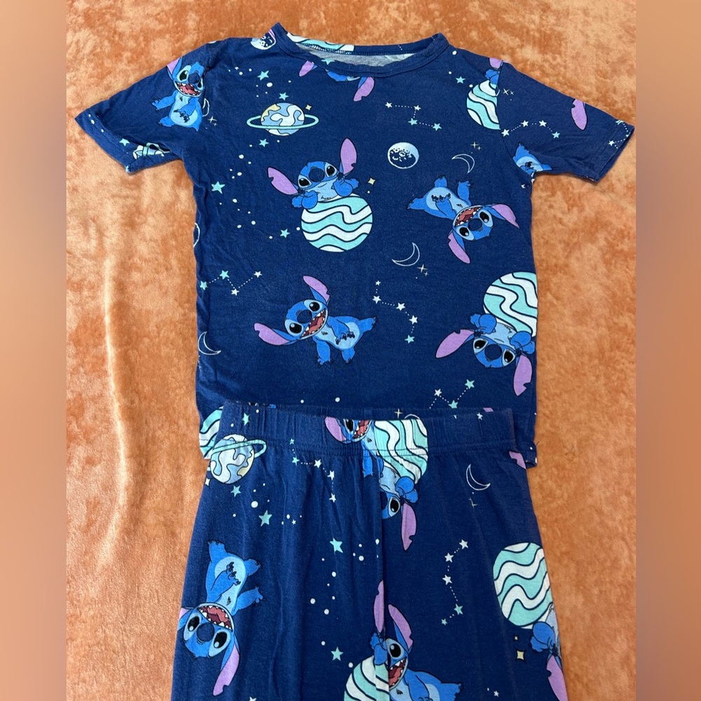 Blue Stitch Print Pajama Set